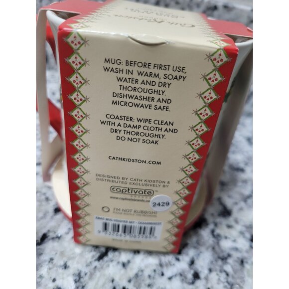 Cath Kidston Christmas Mug & Coaster Set 350ml 12fl oz Festive Design Dishwasher - Picture 3 of 6